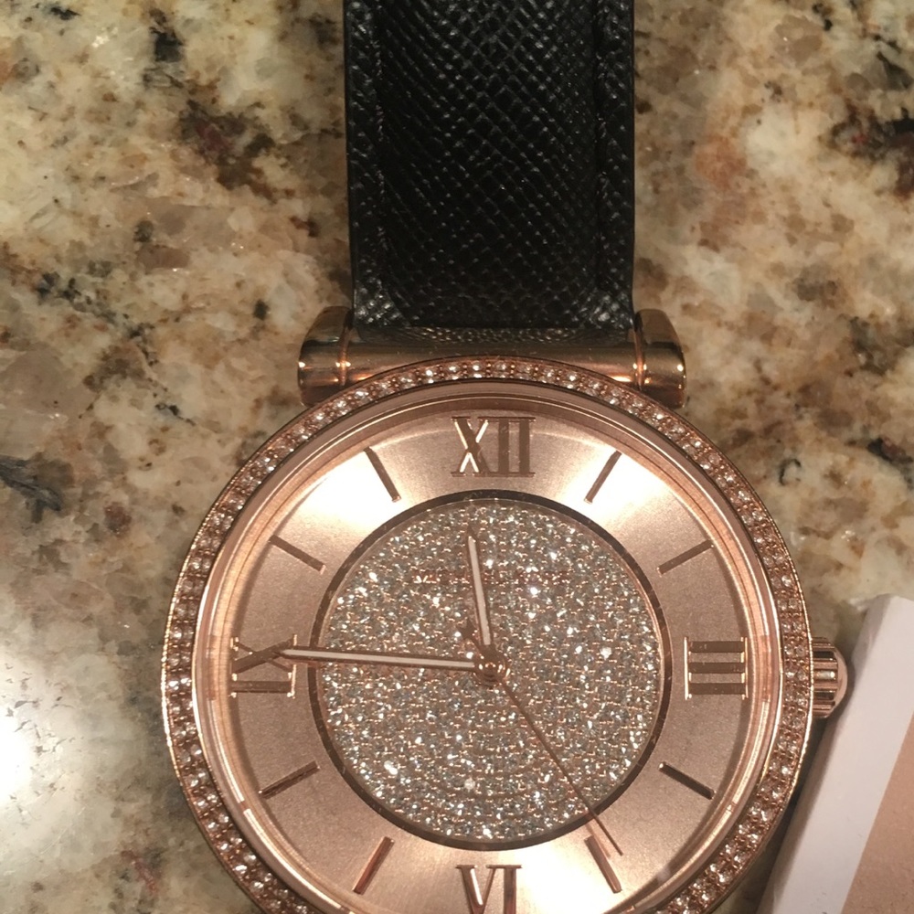 Authentic rose gold/leather Michael kors Watch